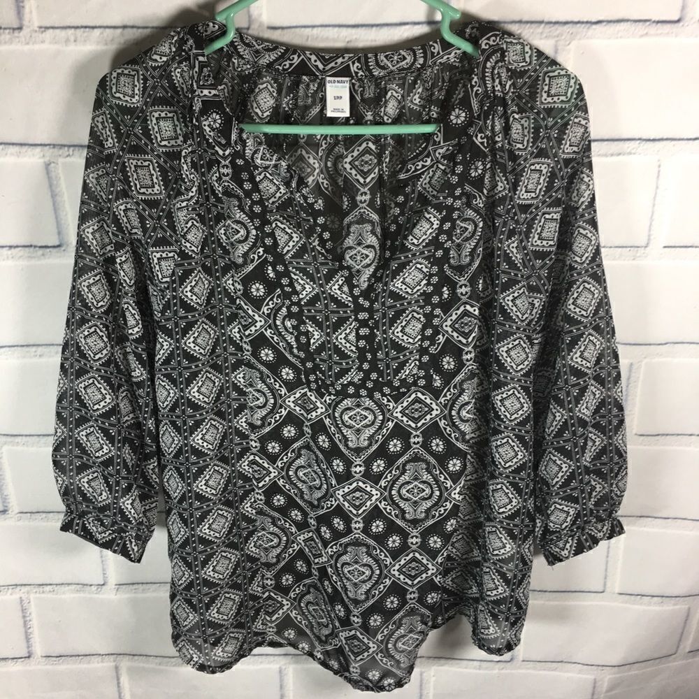 Old Navy Women's Size S Black White Semi Sheer
